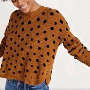 Madewell Tan and Black Polka Dot Sweater